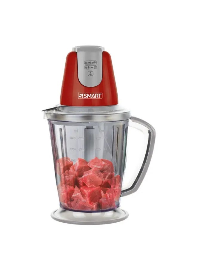 Smart Chopper with 2L Unbreakable Ball and 6 Stainless Steel Blades - 600W, Red, by Smart, 700.0 - Image 1